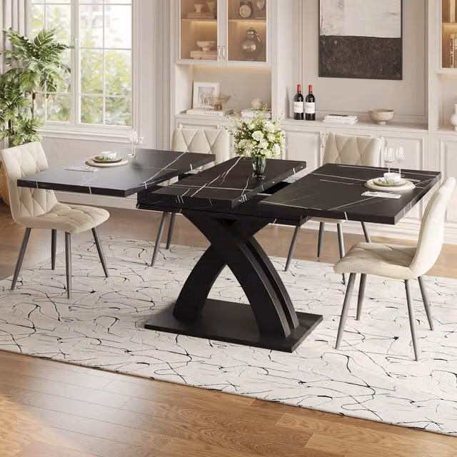 Tavolo da Pranzo Allungabile ¨C Xylo ¨C Nero, Legno, 120(160)x80x76 cm, 6 Persone