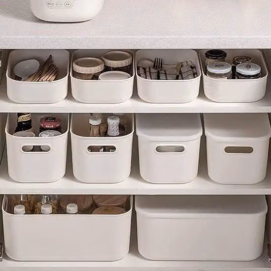 Set di 6 Cassetti di Plastica con Copritappi per Bagno, Cucina e Ufficio