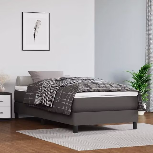 Giroletto a Molle con Materasso Grgio 80x200 cm in Similpelle 3144229