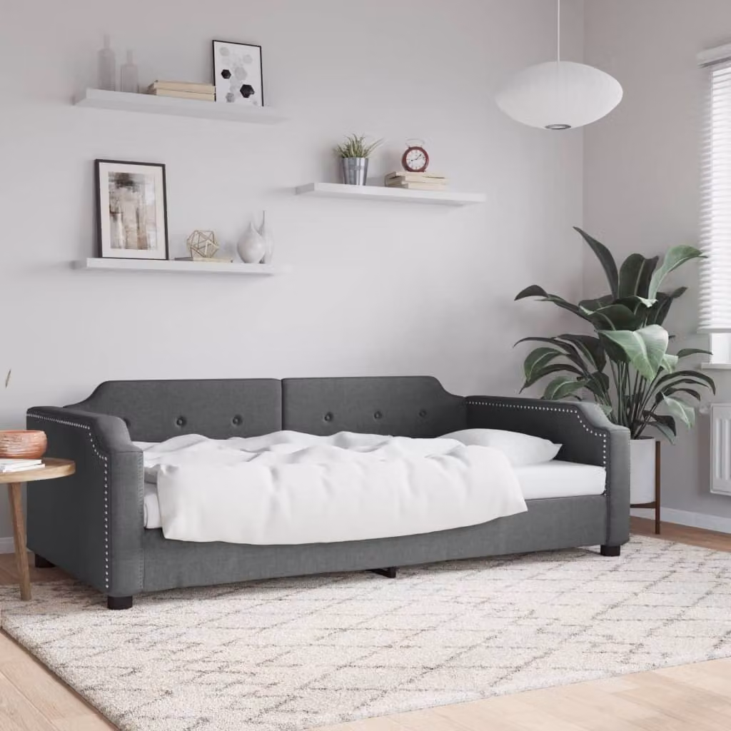 Maison Exclusive - Letto a giorno, colore grigio scuro, 90x190 cm, tessuto