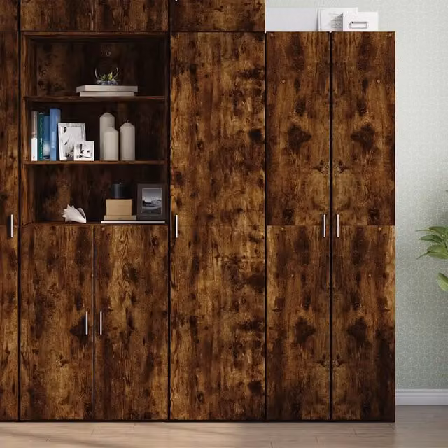 vidaXL Credenza Moderna in Legno MDF Rovere Fumo, L 45 cm x P 42,5 cm x H 185 cm