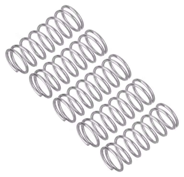 5 molle a compression in acciaio inossidabile 304, dimensioni 0,8x8x20 mm, colore argento