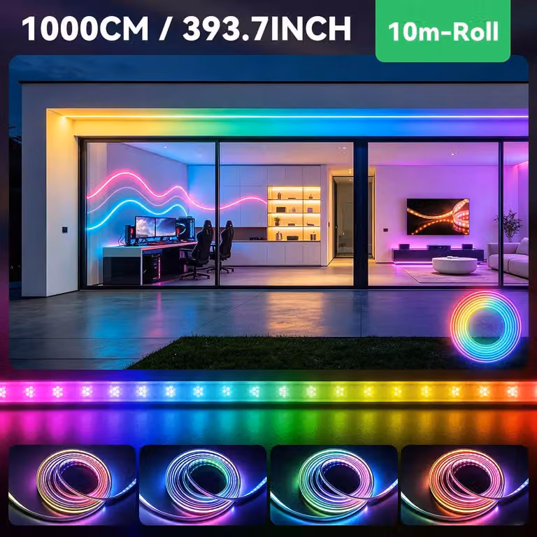 Striscia LED, sincronizzazione con la musica, design flessibile, 10 metri, alimentazione 220-240V, spina europea