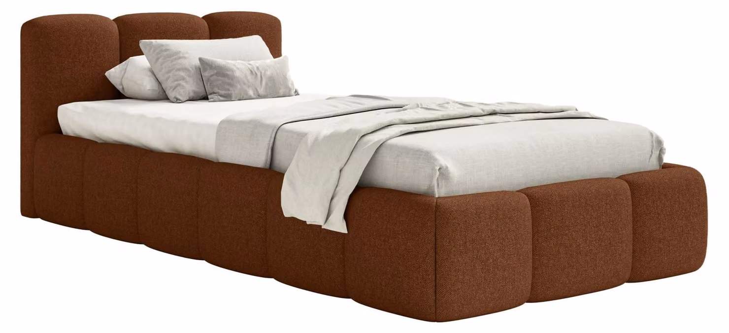 Selsey Cloudy Low – Letto imbottito 90x200 cm, ciniglia color rame