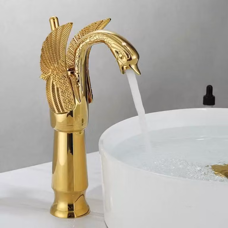Miscelatore per lavabo, monocomando, finitura oro, stile retrò/vintage, attacco G3/8"