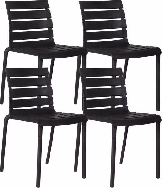 Set di 4 sedie moderne Nina nere in polipropilene e fibra di vetro impilabili per interno ed esterno – 1