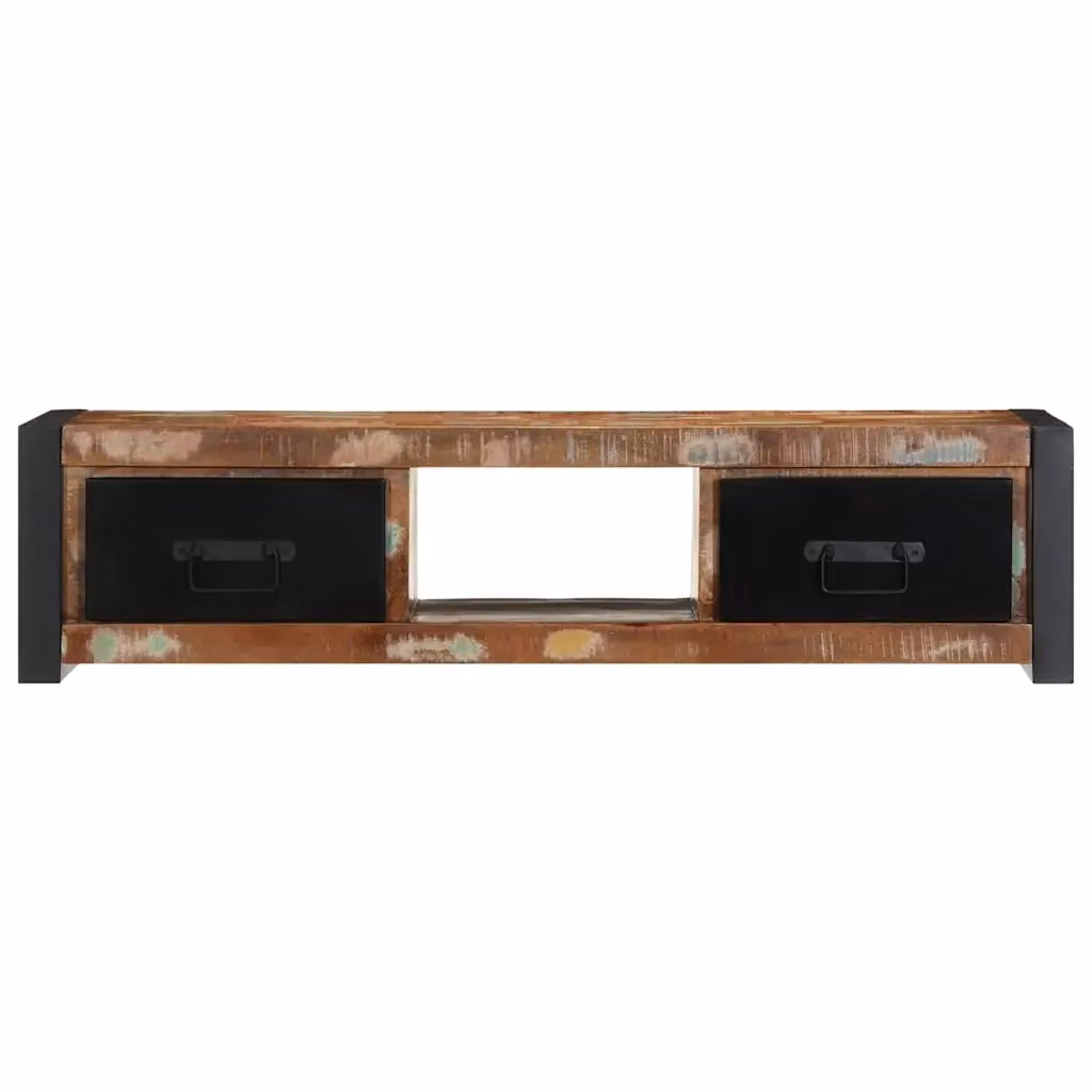 Mobile Porta TV Industrial vidaXL in Legno e Metallo, Disponibile in Nero o Marrone, L 100 x P 30 x H 25 cm – 2