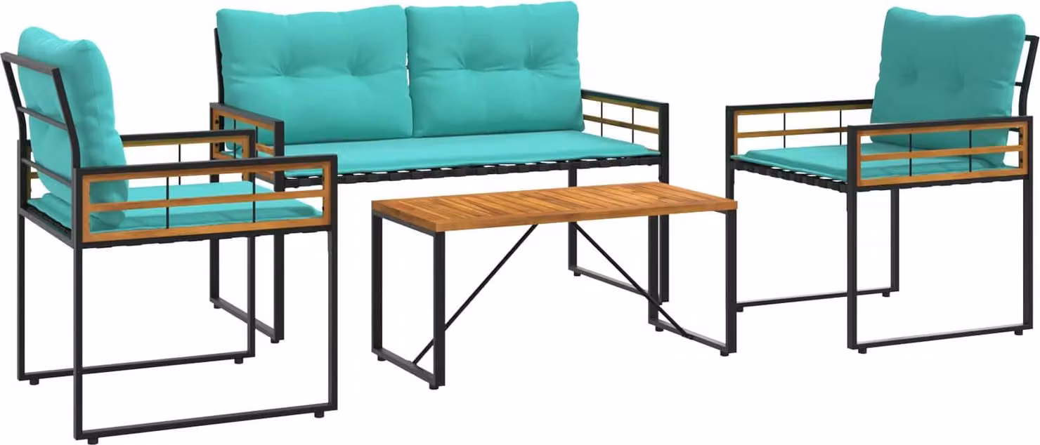 Set di Mobili da Esterno con cuscino 4 pcs Turchese