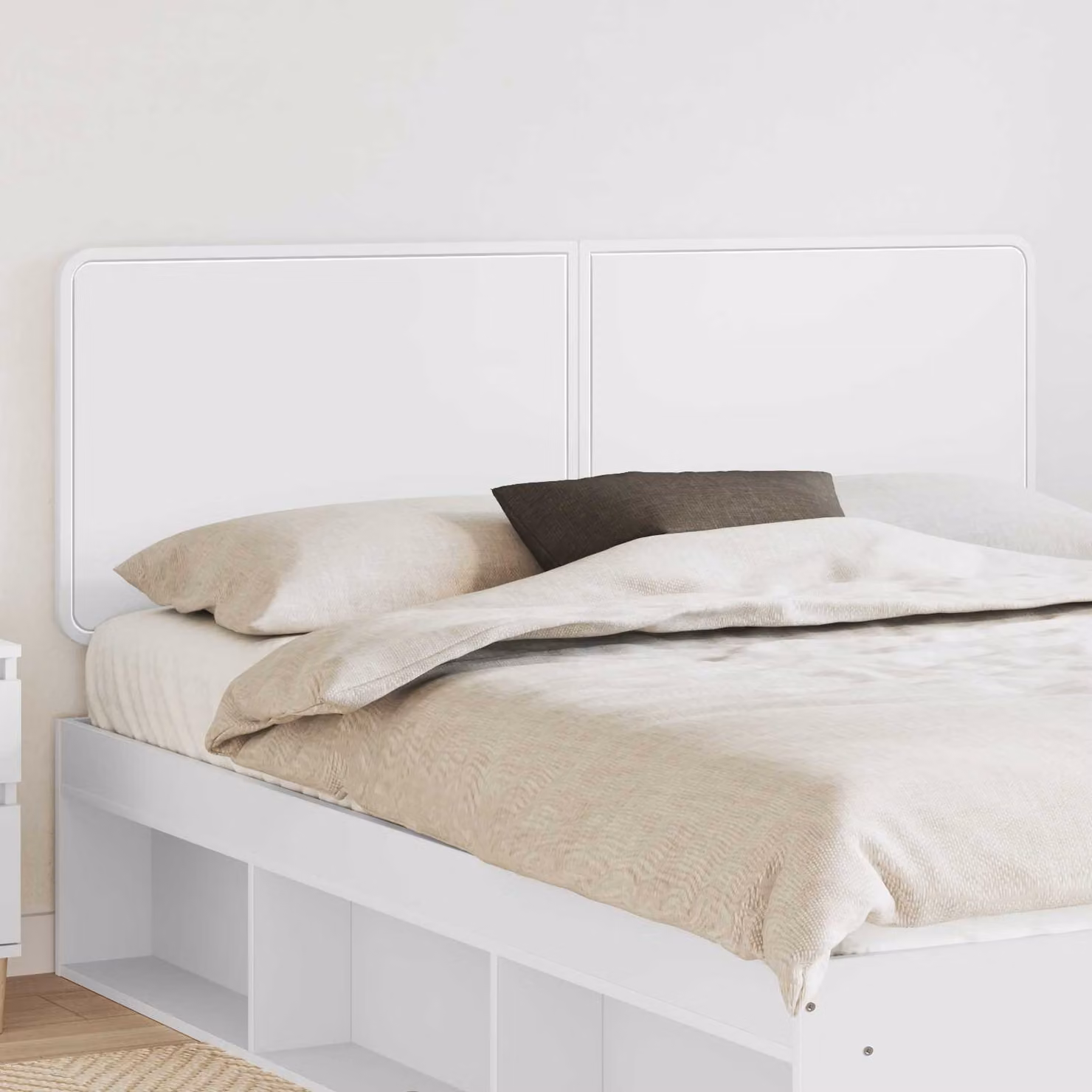 Testiera per letto moderna vidaXL in legno ingegnerizzato bianco con scomparti laterali