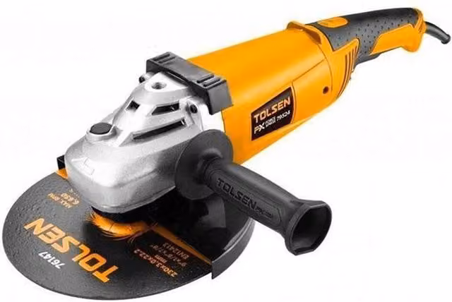 Smerigliatrice angolare professionale Tolsen da 2350W con disco da 230mm, colore giallo