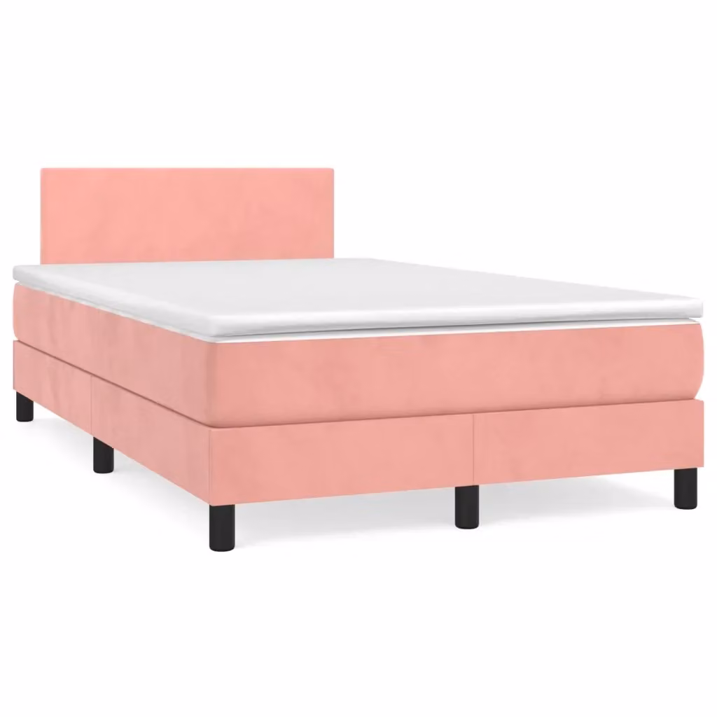 Letto Ibrido con Giroletto a Molle e Materasso vidaXL in Velluto Rosa e Bianco L/P/H: 200 x 120 x 88 cm – 2