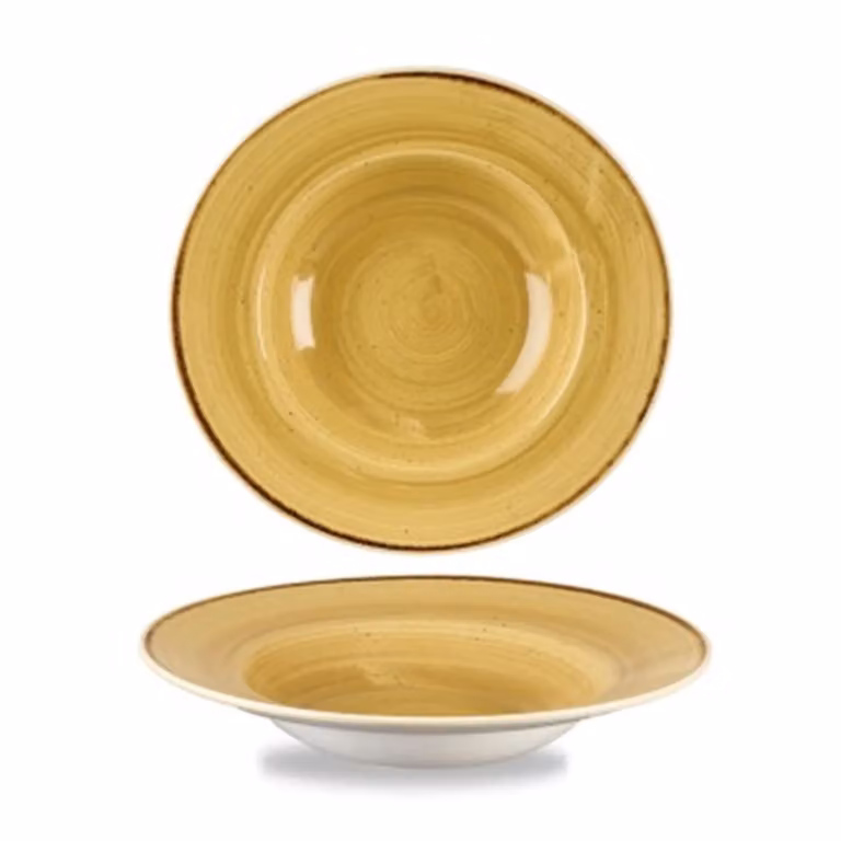 Piatto fondo bordato bordato giallo stone, diam. 24cm, 12 pezzi