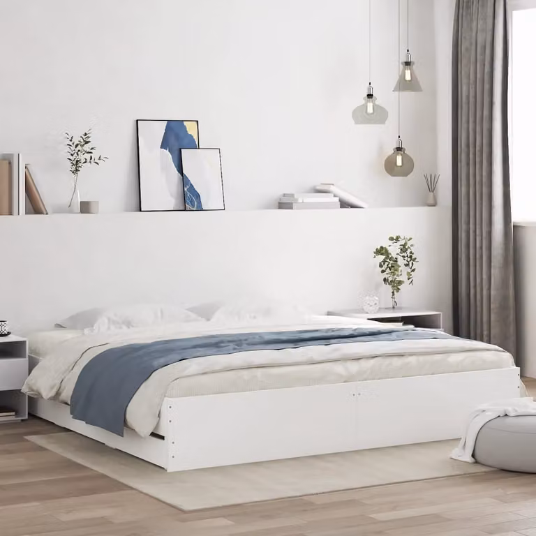 vidaXL Giroletto con Cassetti Bianco in Legno Multistrato L: 180 cm, P: 200 cm, H: 183 cm