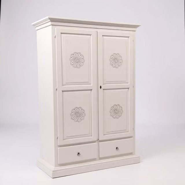 Armadio 2 porte in legno stile shabby chic bianco Mobili 2G L/P/H: 125 x 61 x 200 cm