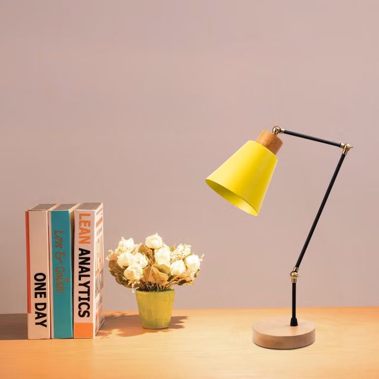 Opviq, Manavgat - N-599, Lampada da tavolo, giallo, metallo, 14 x 14 x 52 cm