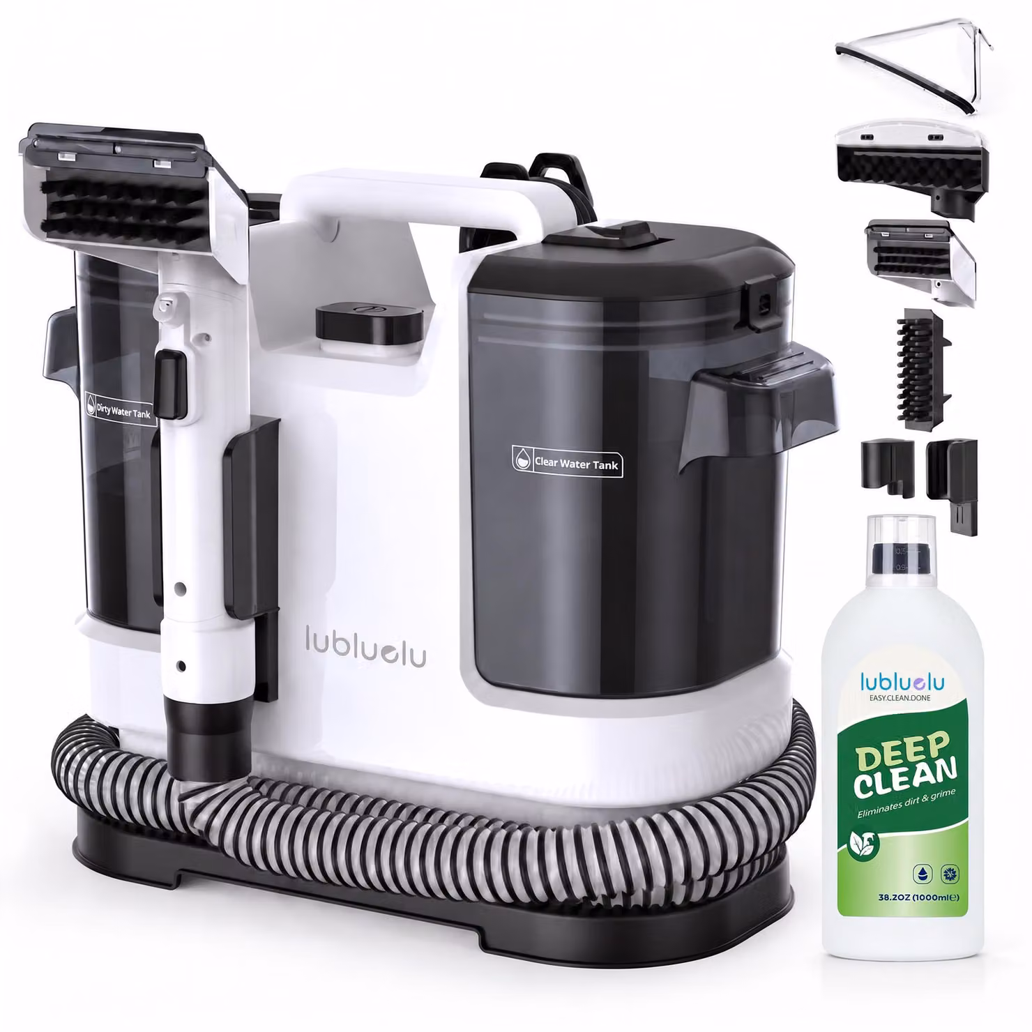Lubluelu V6: Aspirapolvere per la pulizia dei tappeti, aspiraliquidi potente, ideale per la pulizia di divani, auto e tappeti. Include accessori e 1 litro di detergente