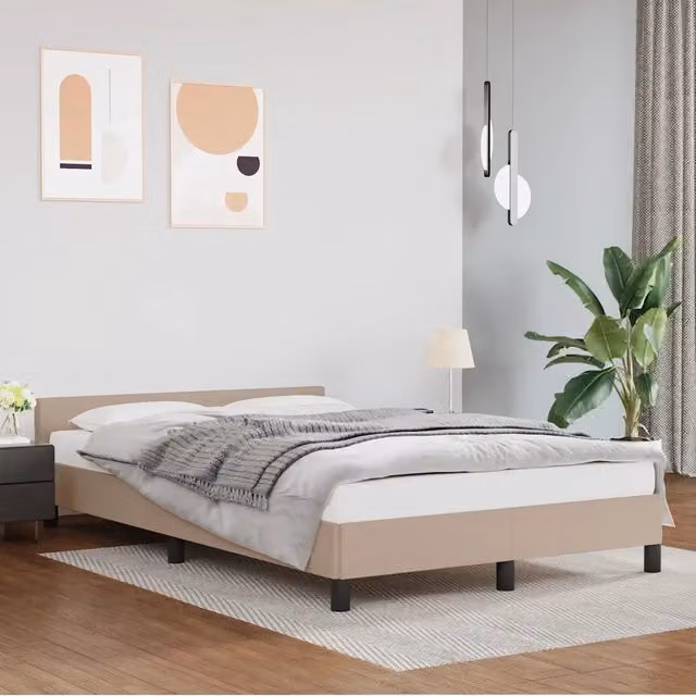 Letto con testiera imbottito vidaXL colore beige L/P/H: 140 x 190 cm