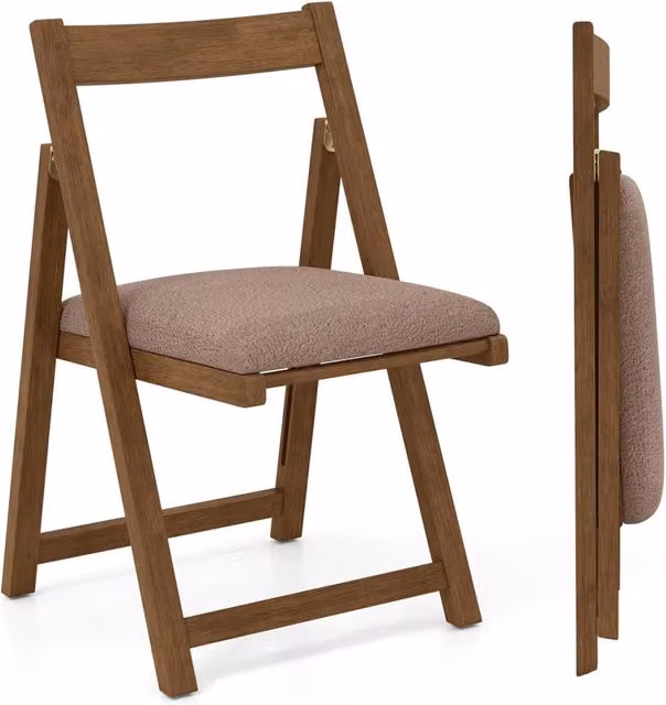 Set di 2 comode sedie pieghevoli 49 x 57,5 x 87 cm dal design moderno in legno di noce e gomma 20_0012452