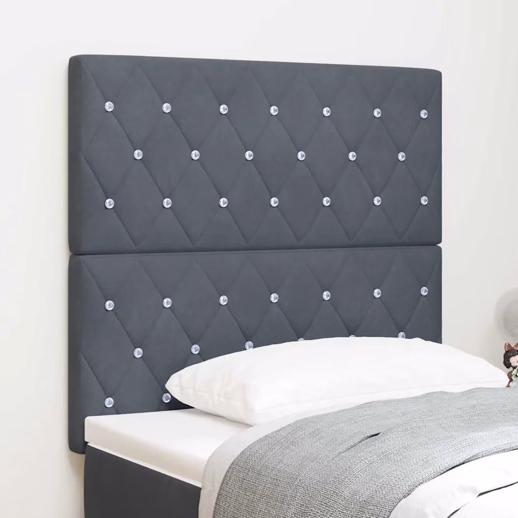 Testiera per letto con illuminazione LED vidaXL in velluto grigio scuro, Larghezza: 100 cm