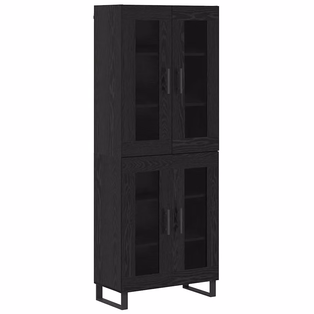 Credenza moderna vidaXL in rovere nero e vetro, set di 2 pezzi, L/P/H: 69,5 x 34 x 180 cm – 2