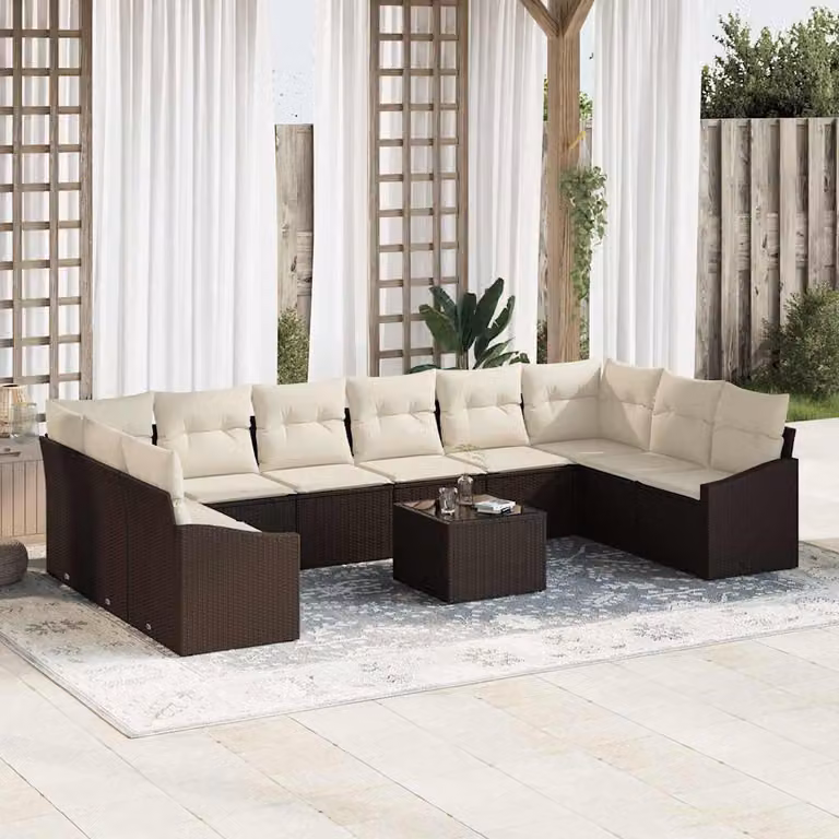 Maison Exclusive - Set di divani da salotto, 11 pezzi, colore marrone [Materiale sintetico]: rattan sintetico