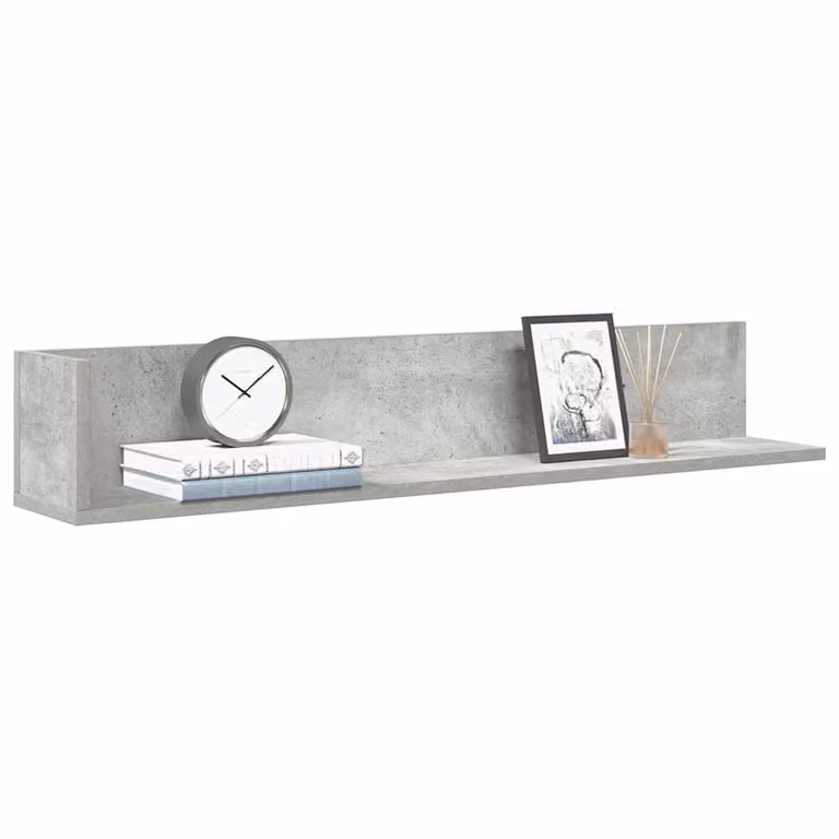 Set di 2 mensole da muro vidaXL in MDF color grigio cemento, L 100 x P 16,5 x H 16,5 cm