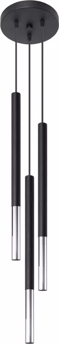 Lampada a sospensione VITREO nera-cromata 3xG9x12W in metallo, dimensioni: 100x15x15 cm, IP20, Pure Lume