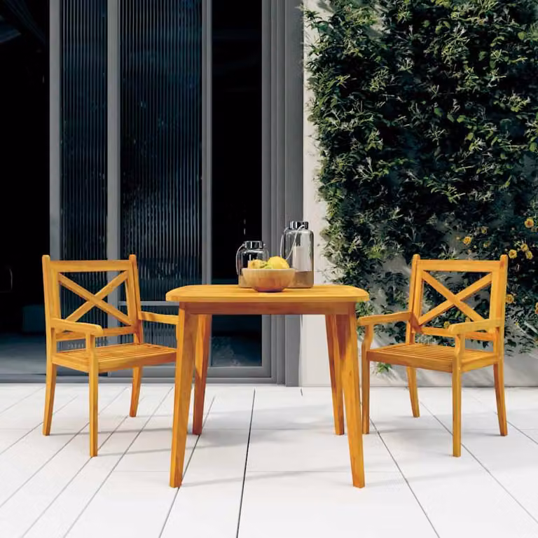 Set di mobili da pranzo per giardino e terrazzo vidaXL in legno di acacia marrone, 3 pezzi