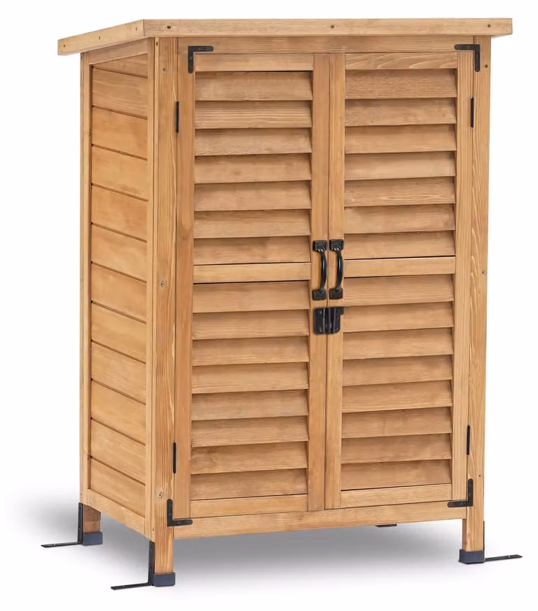 Armadio da giardino - Legno - Naturale - 47 x 63 x 96 cm - Per attrezzi da giardino
