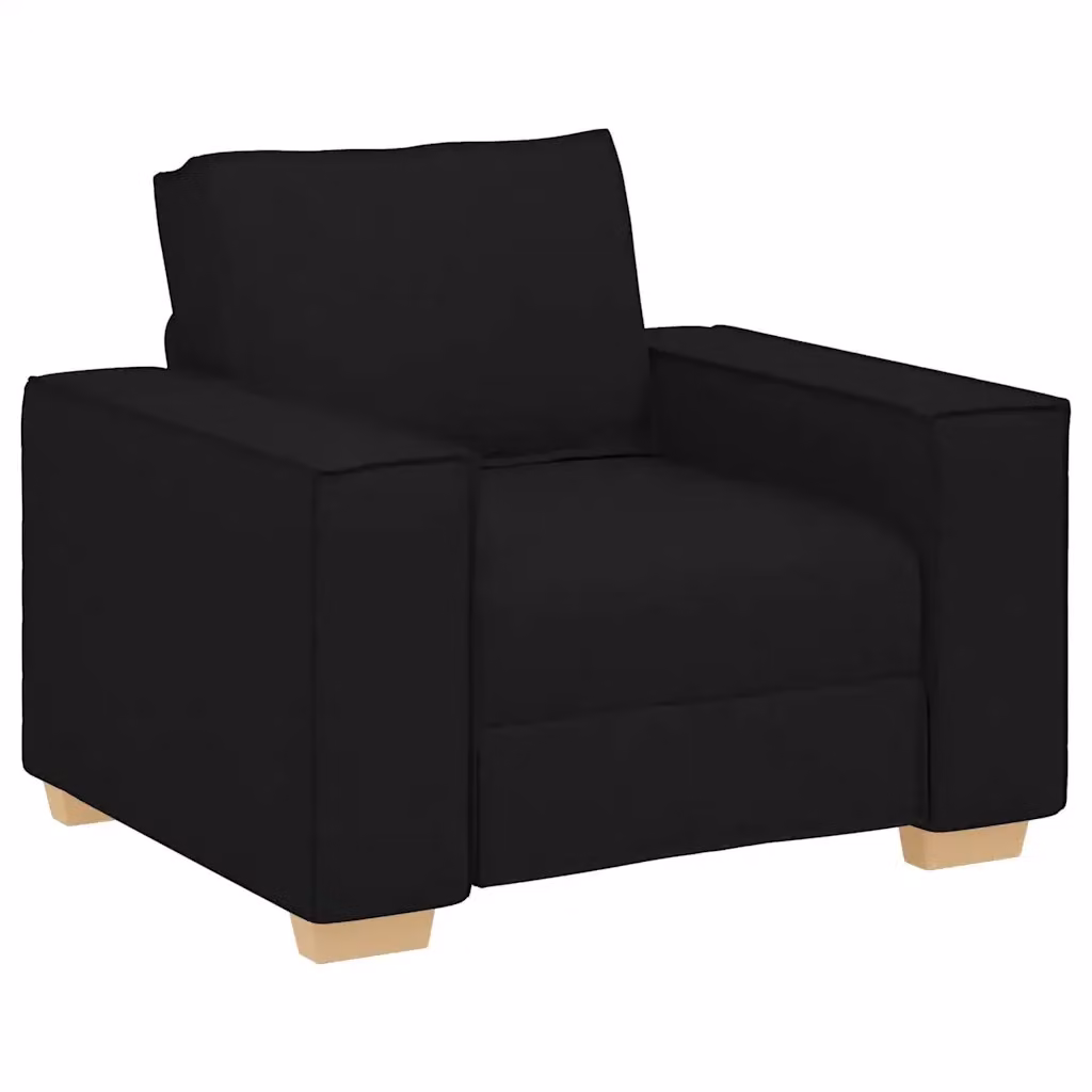 Poltrona Lounge Design Mania in Tessuto Nero con Braccioli e Struttura in Legno e Metallo – 2