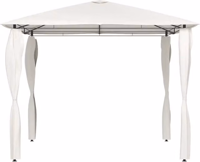 Gazebo Hip con montanti in acciaio rivestiti color beige e bianco L/P/H: 300 x 300 x 260 cm