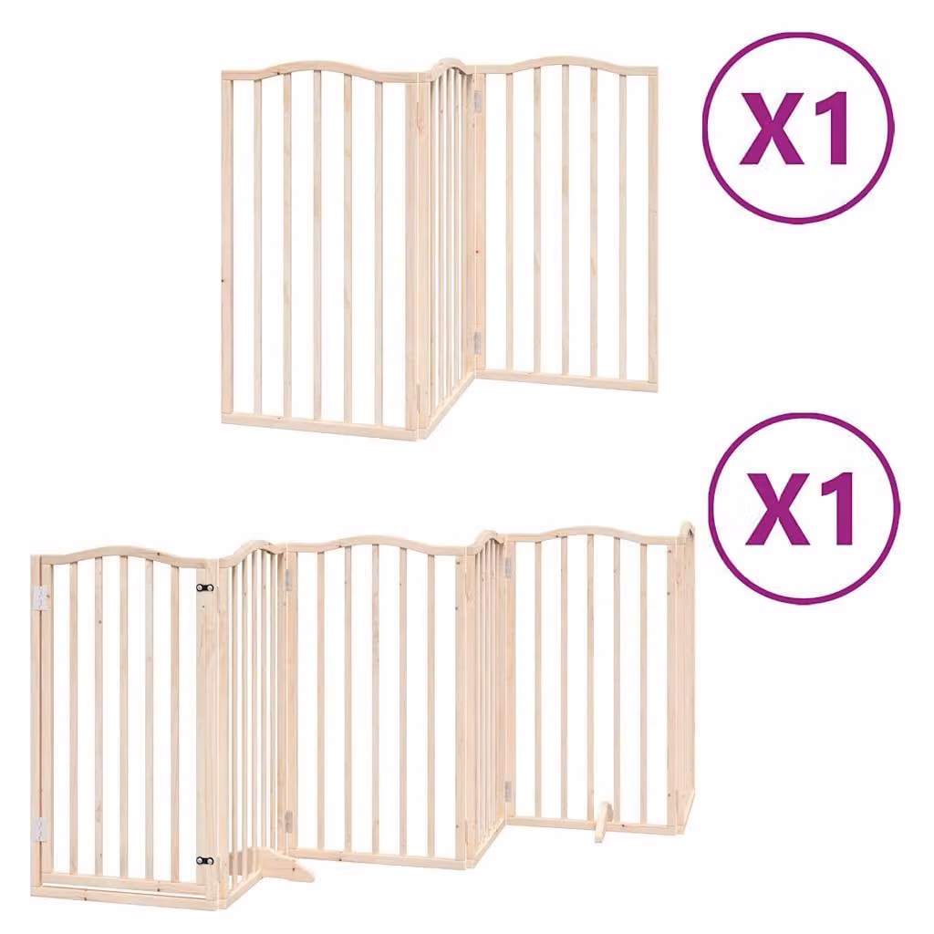 Cancello per Cani con Porta Pieghevole 9 Pannelli 450 cm Pioppo