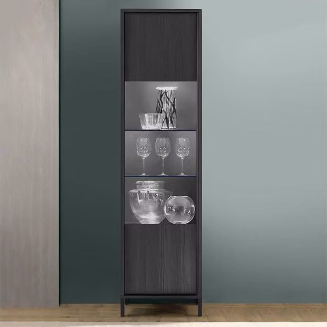 Vetrina con anta Giugi 55x40x203 colore nero frassinato
