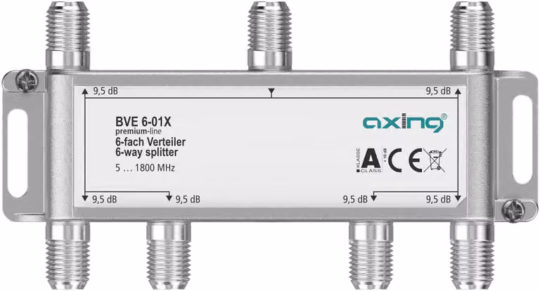 Axing BVE00601X, Splitter, 75 ohm, 5 - 1800 MHz, Alluminio, Femmina, A