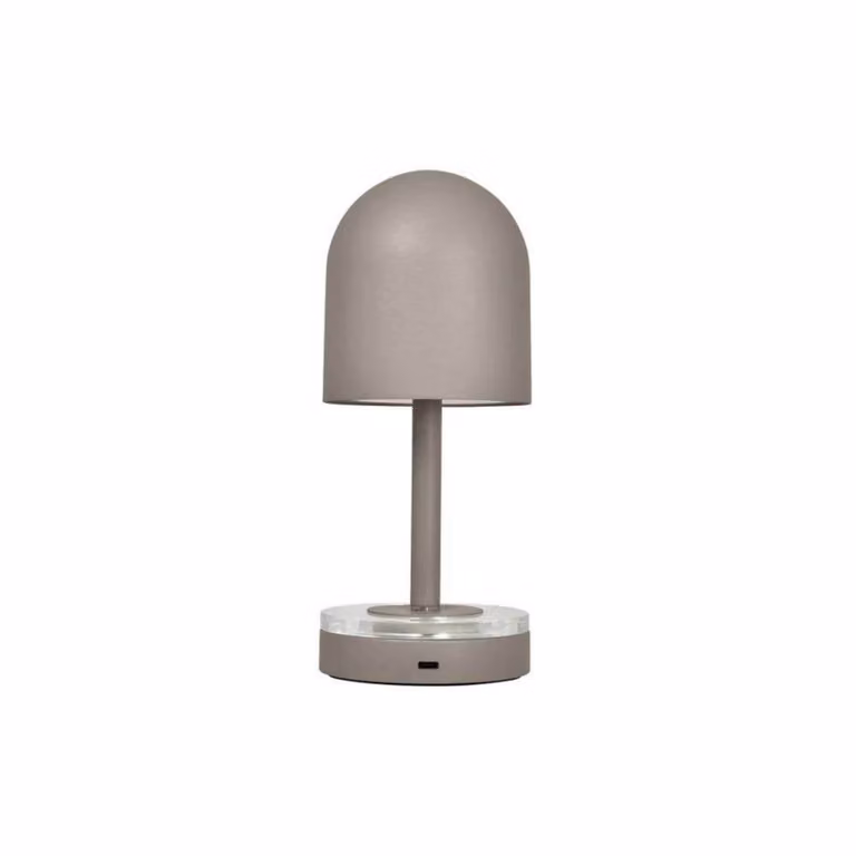AYTM Lampada ricaricabile Luceo, taupe, metallo, 24 cm, dimmerabile, IP44 dimmerabile, Alluminio / Grigio / Zincato, Soggiorno / Sala da pranzo, Metallo, Moderno