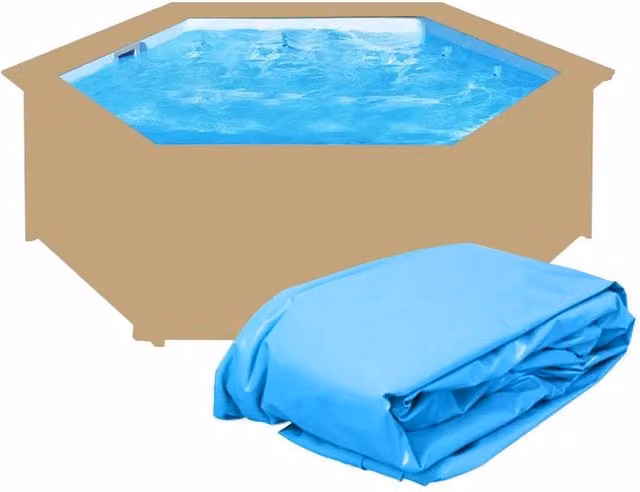 Liner di ricambio BSVILLAGE in PVC azzurro per piscina in legno esagonale Ø 5.11 m, H 1.27 m, spessore 0.50 mm