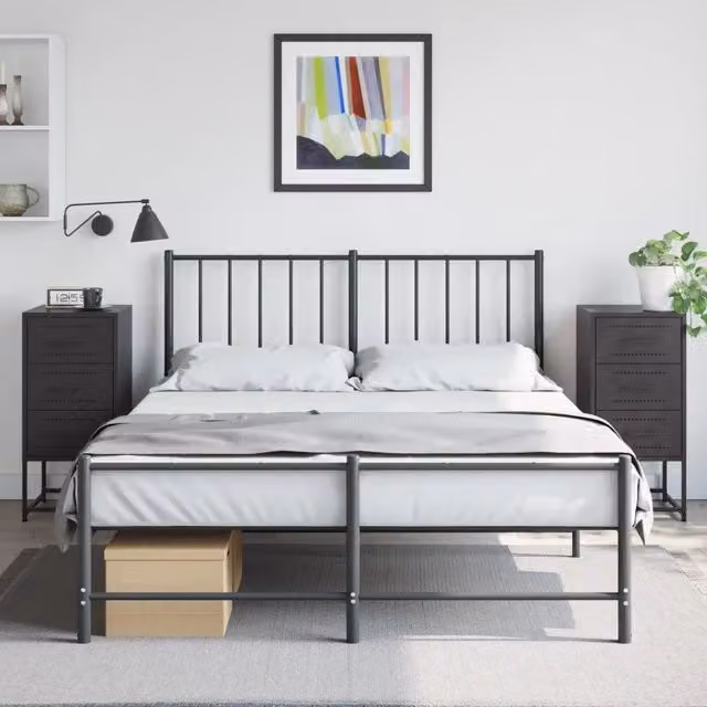 Set di 2 comodini sospesi vidaXL in metallo nero opaco stile industrial L/P/H: 36 x 39 x 78 cm