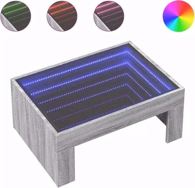 Tavolino da salotto | Tavolino da caff¨¨ | Tavolino da Soggiorno con LED Infinity Grigio Sonoma 70x50x30 cm
