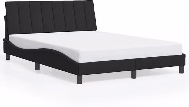 Letto matrimoniale | Letto per adulti | Giroletto senza Materasso Hanko Nero 140x190 cm in Velluto