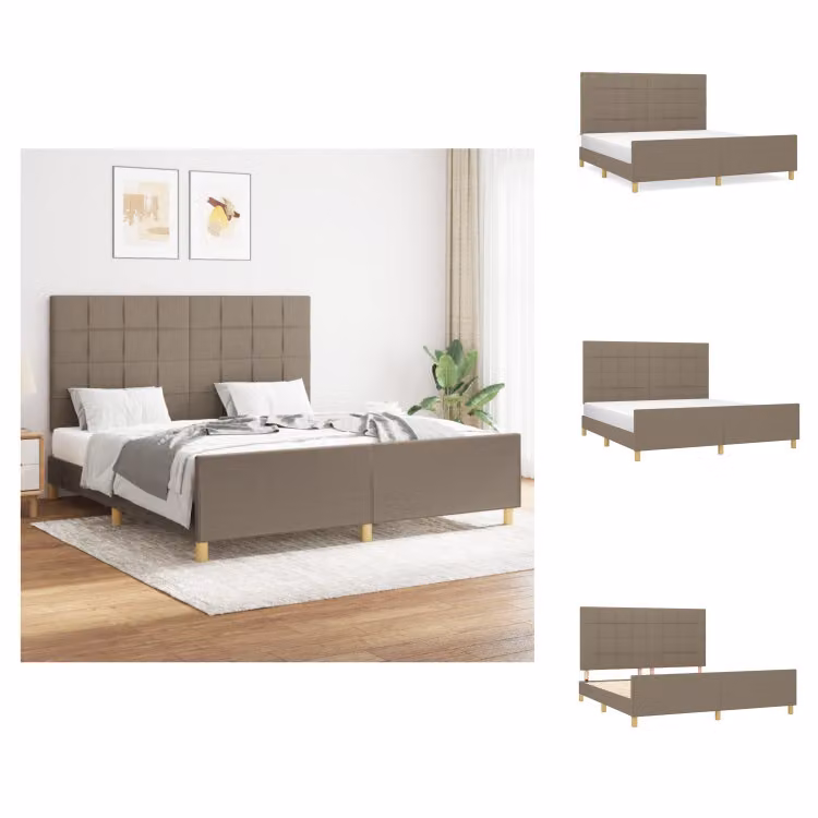 vidaXL Struttura letto con testiera in tessuto taupe 160x200 cm - Letti e strutture letto