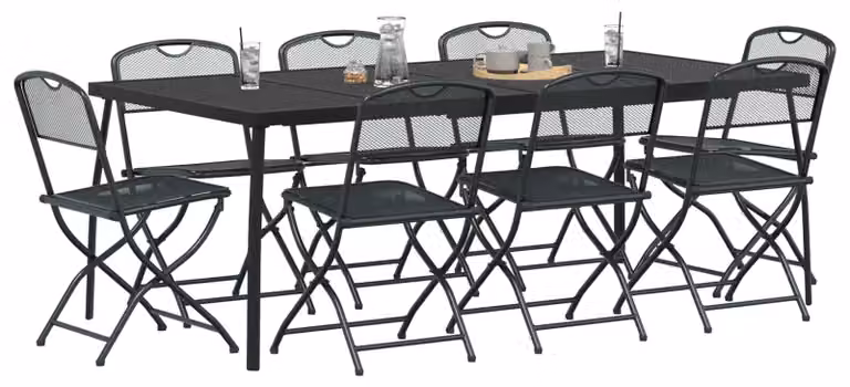 Set di Mobili da Esterno 9 pcs Antracite Ferro e Acciaio