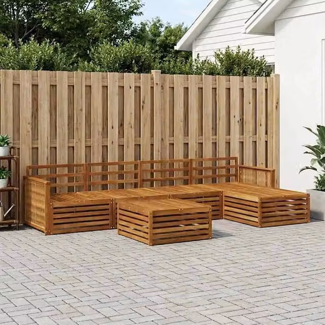 Set di divani da esterno 6 pz Naturale Legno di Acacia Massello 3383267