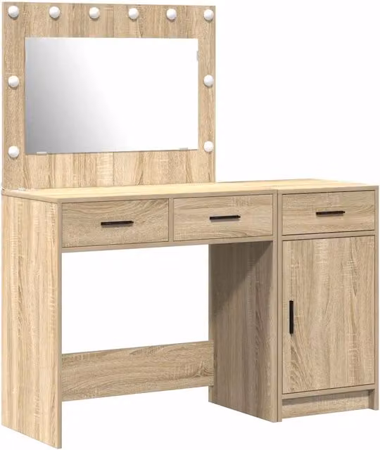 Toeletta | Tavolo da Trucco con cassetto 2 pz Marrone Legno multistrato