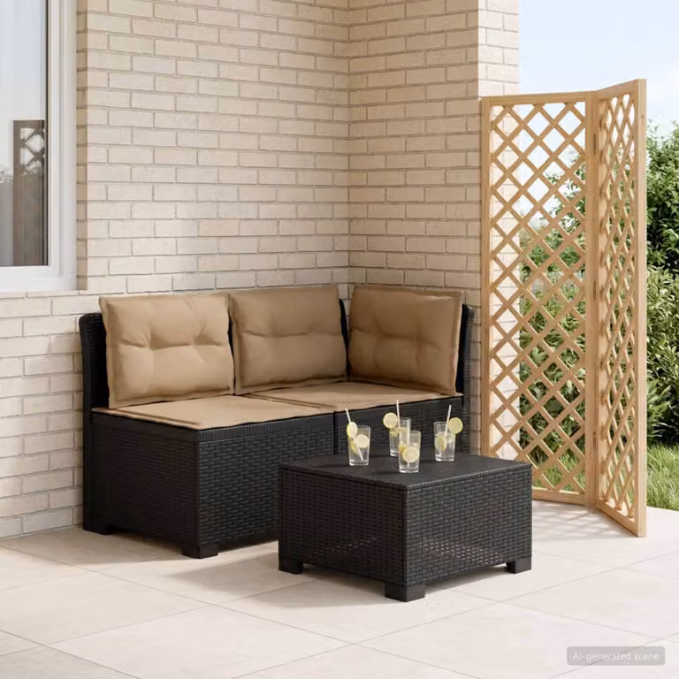 Divano da giardino a 2 posti vidaXL con cuscini in stile rattan moderno per terrazzo o balcone, disponibile nei colori antracite, beige o marrone