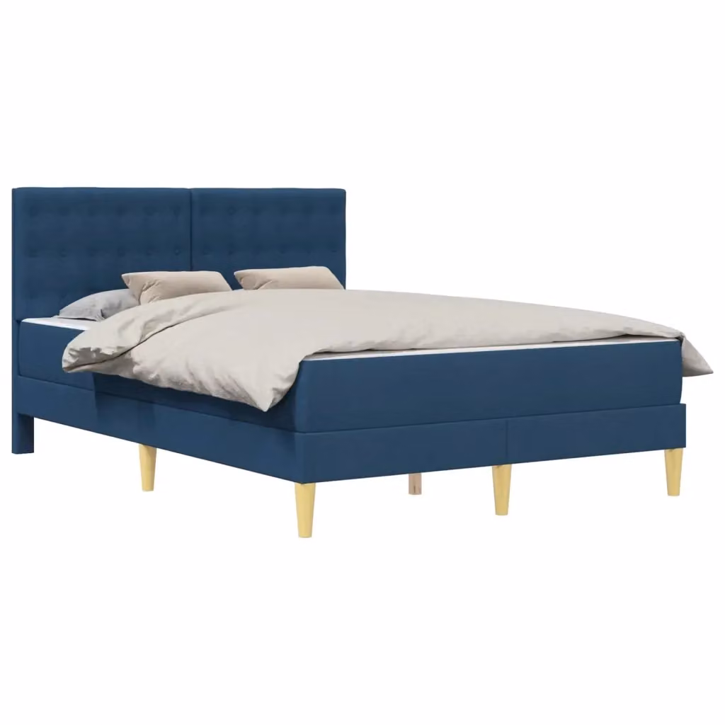 Letto con struttura imbottita in tessuto blu vidaXL L/P: 160 x 200 cm – 2