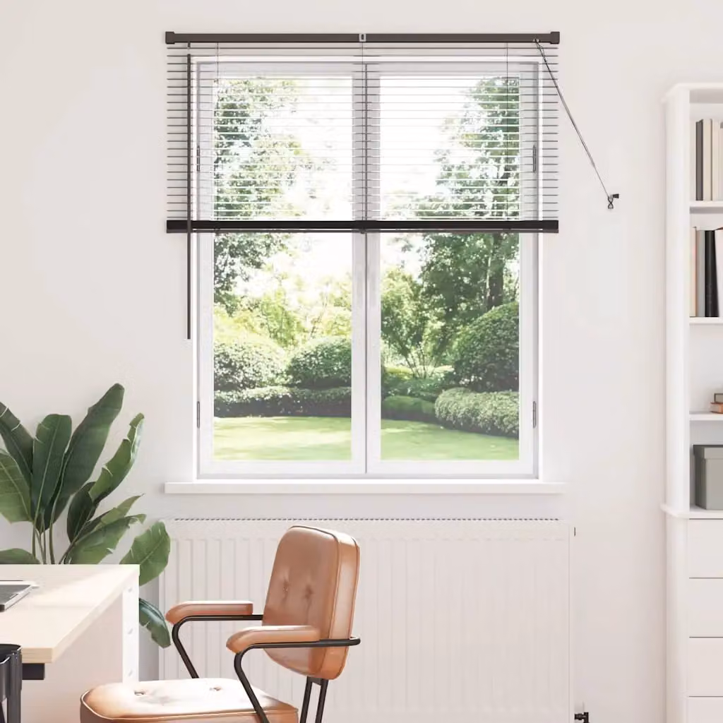Tenda Veneziana vidaXL in Alluminio Nero, L: 130 cm, H: 110 cm, Larghezza delle lamelle: 25 mm
