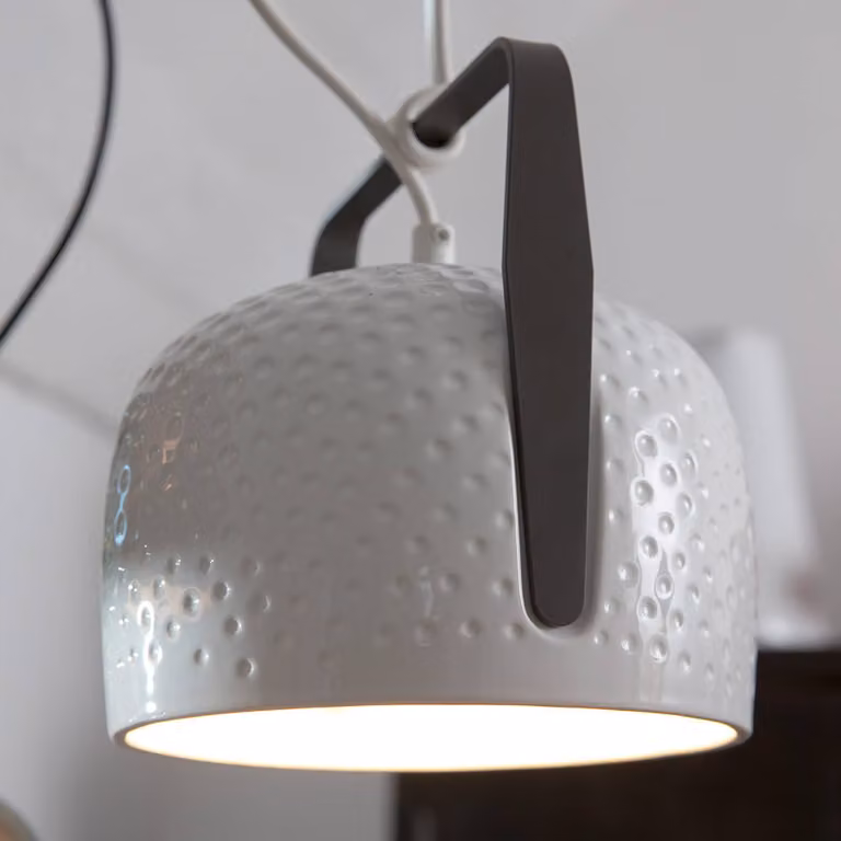 Karman Lampada a sospensione Bag, dimmerabile, Bianco / Opale, Soggiorno / Sala da pranzo, Ceramica, Design, Lampada a sospensione