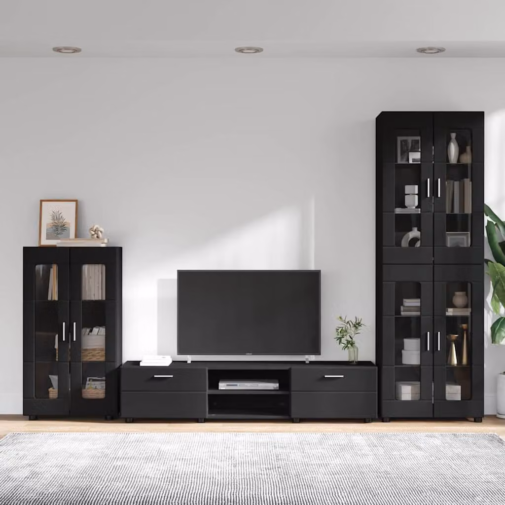 Set mobile TV moderno vidaXL FLORIN in legno nero L: 150 cm, P: 39 cm, H: 30 cm – 1