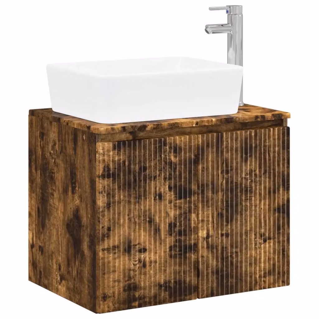 Mobile da bagno moderno vidaXL in legno MDF color rovere marrone con ante a battente sospeso – 2
