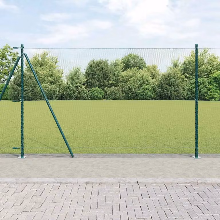 Recinzione esagonale vidaXL con base in cemento, rete in acciaio rivestita in PVC verde, L: 10 m, H: 1,6 m